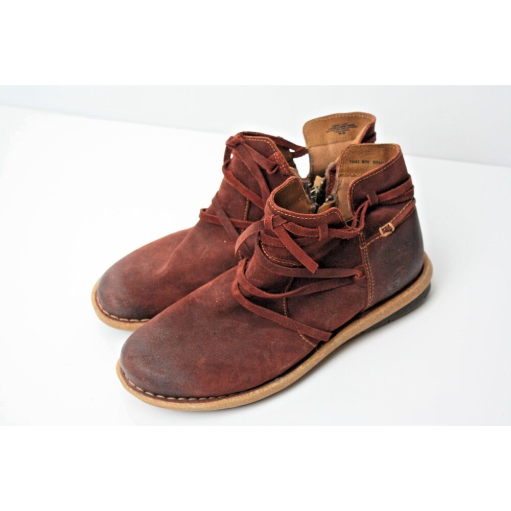 Born Tarkiln Boots Women’s Size 10 Red Suede Leather Ankle Booties